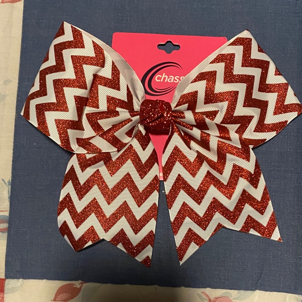 Chassé Red and White Chevron Bow